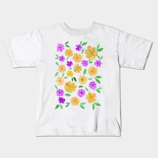 Loose floral - yellow and magenta Kids T-Shirt